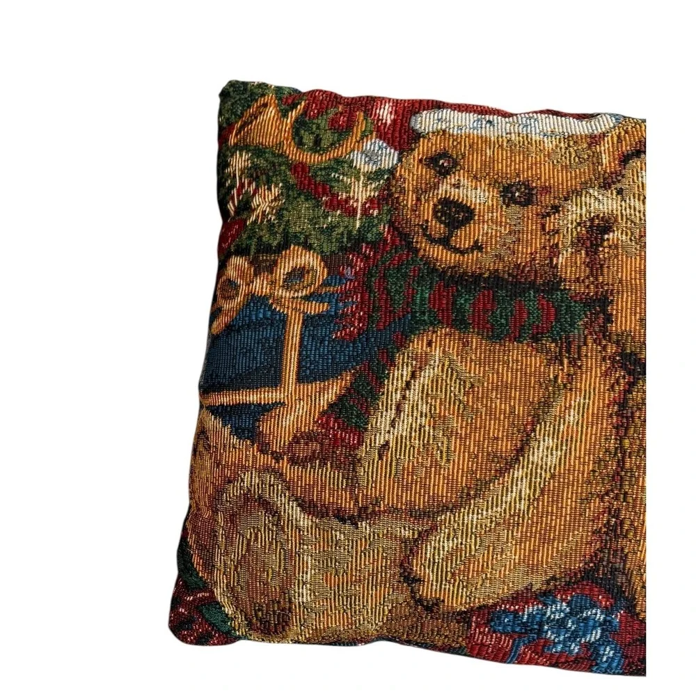 Teddy Bear‎ Tapestry Pillow Christmas Holiday Presents Throw Decor